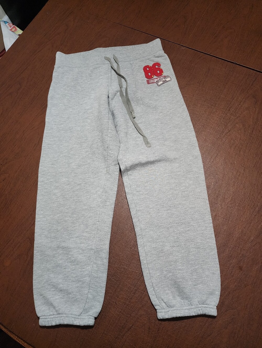 PINK Victoria's Secret Grey Jogger Sweatpants with Red 86 Patch